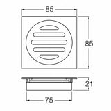 Square Waste 75mm Casting Brass Black 85x85mm