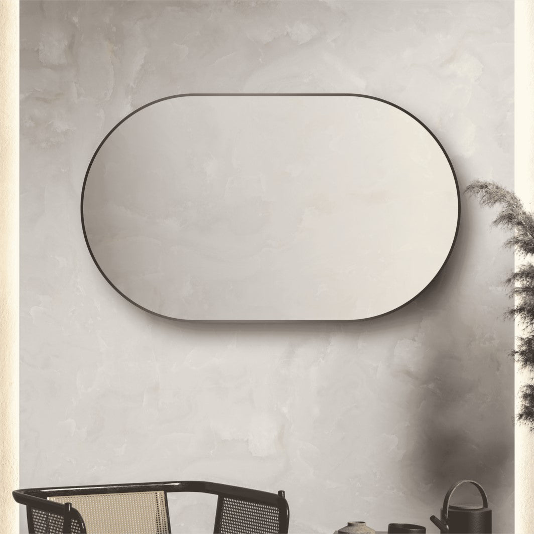 Oval Framed Mirror Matte Black Finish Frame 1500x900