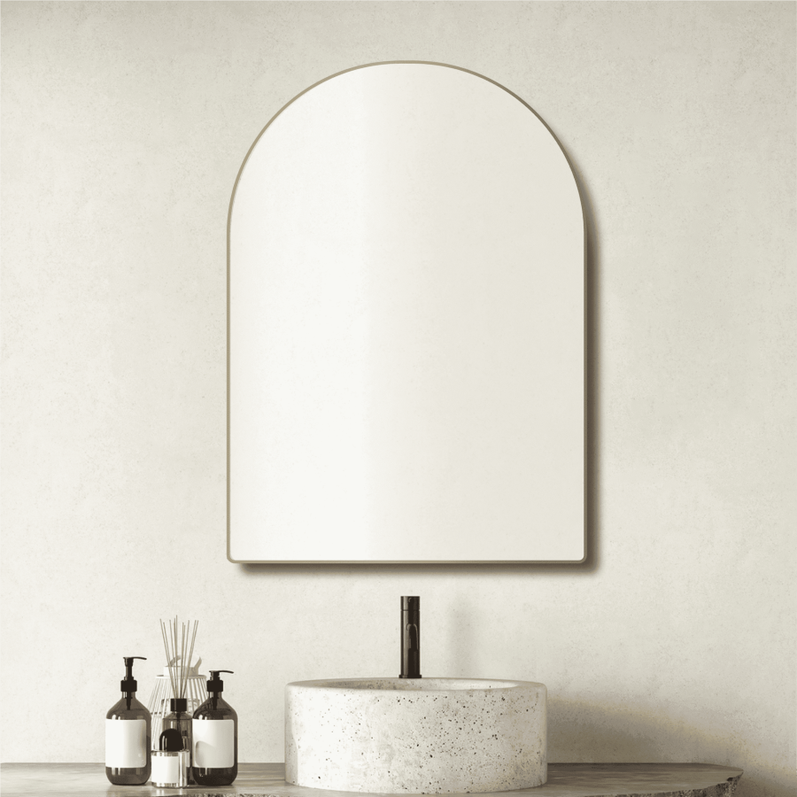 Arch Framed Mirror Brushed Gold 750x900