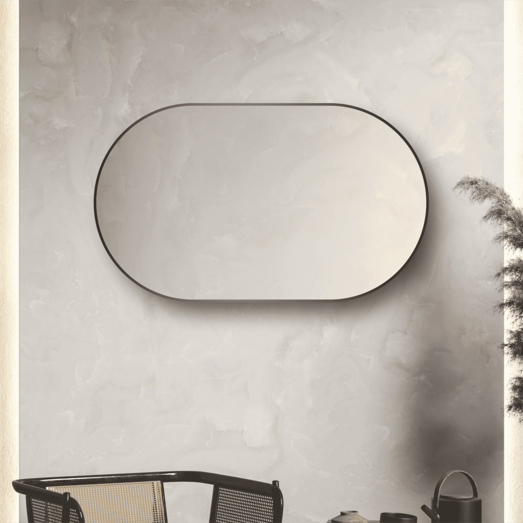 Oval Framed Mirror Matte Black Finish Frame 1200x800