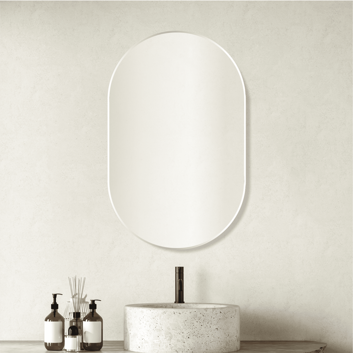 Oval Framed Mirror Matte White Finish Frame 460x900