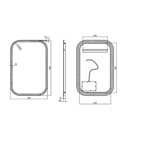 Farley LED Mirror Chrome Frame 600x900mm