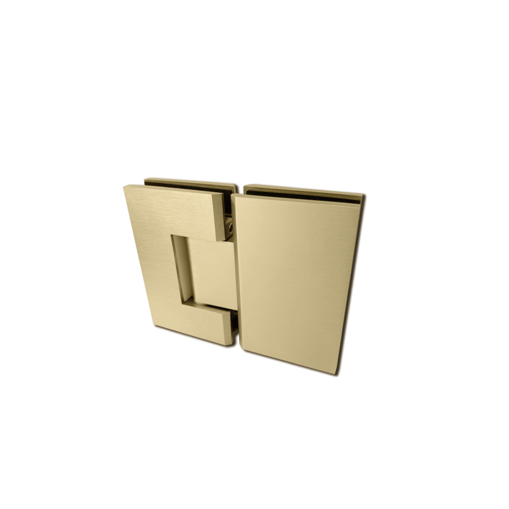 GLASS TO GLASS 180 HINGE PLATED SOLID BRASS SQUARE EDGES Brush Gold