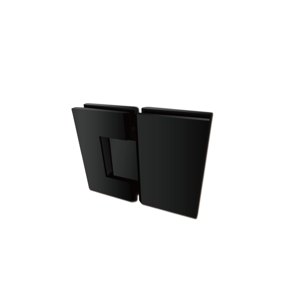 GLASS TO GLASS 180 HINGE PLATED SOLID BRASS SQUARE EDGES BLACK