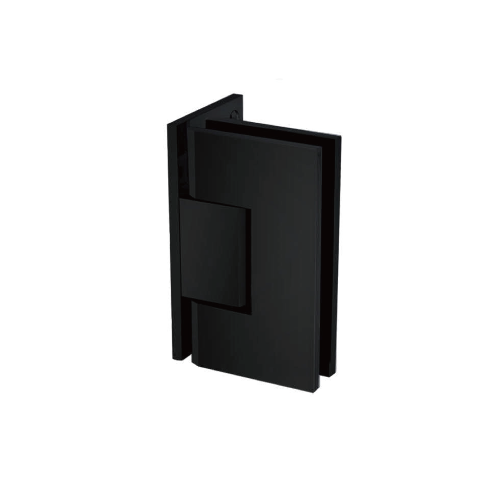 WALL TO GLASS 90 HINGE PLATED SOLID BRASS -SQUARE EDGES BLACK