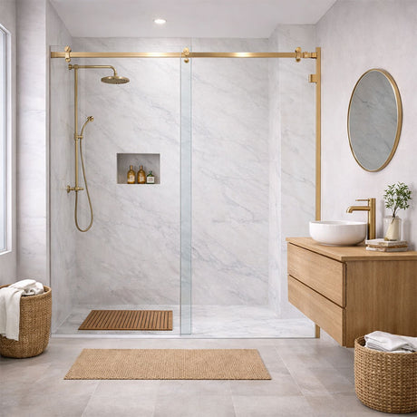 10mm Sliding Shower Screen Front Only (1150-1220mm) Brushed Gold