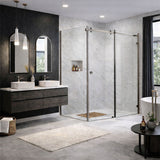 10mm Sliding Shower Screen Front (1150-1220mm) & Return (900mm) Brushed Nickel