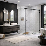 10mm Sliding Shower Screen Front (1150-1220mm) & Return (900mm) Matte Black