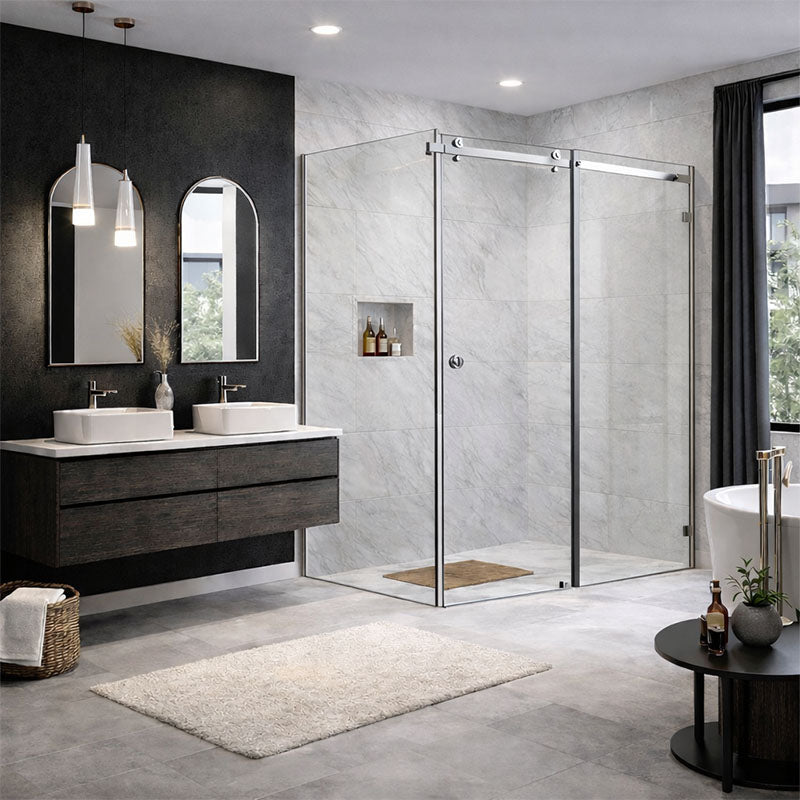 10mm Sliding Shower Screen Front (1150-1220mm) & Return (900mm) Chrome