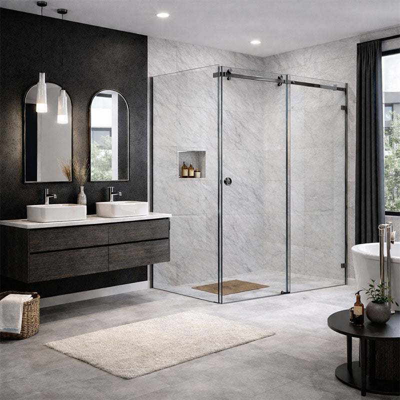 10mm Sliding Shower Screen Front (1150-1220mm) & Return (900mm) Gun Me ...