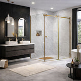 10mm Sliding Shower Screen Front (1150-1220mm) & Return (900mm) Brushed Gold