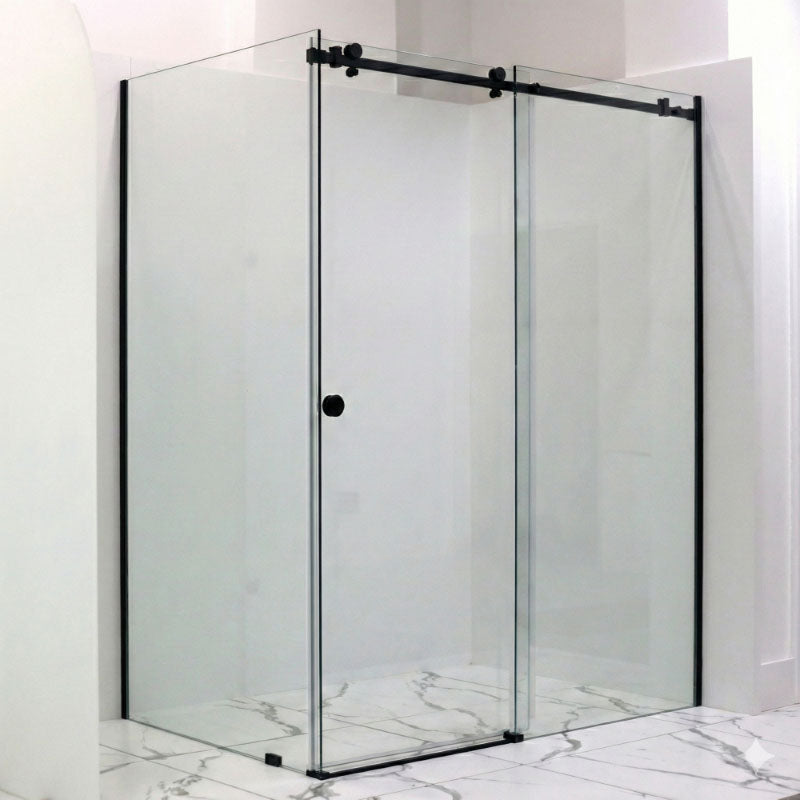 10mm Sliding Shower Screen Front (1150-1220mm) & Return (900mm) Matte Black