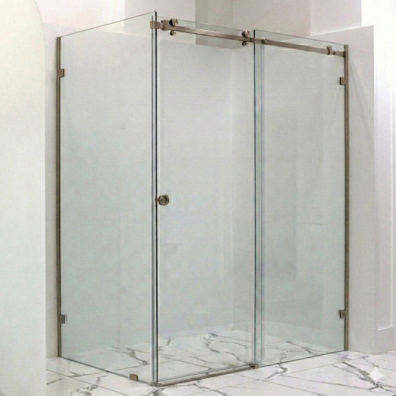 10mm Sliding Shower Screen Front (1150-1220mm) & Return (900mm) Brushed Nickel