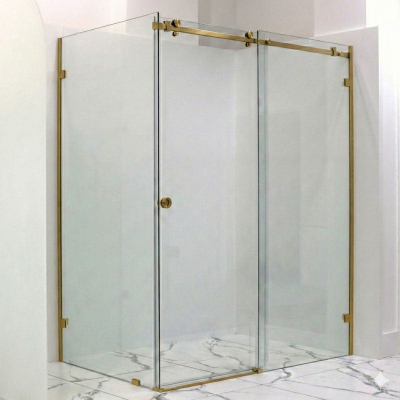 10mm Sliding Shower Screen Front (1150-1220mm) & Return (900mm) Brushed Gold