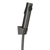 Round ABS Toilet Bidet Spray Kit with Stainless Steel Hose Gun Metal Grey