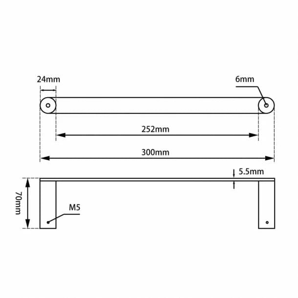 Bellino Chrome Hand Towel Rail 300mm