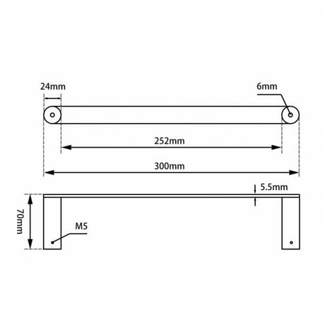 Bellino Brushed Yellow Gold Hand Towel Rail 300mm