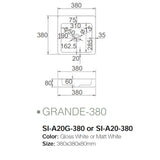 Solid Surface Basin Series Grande Above Counter Gloss White 380x380x80mm