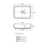 Solid Surface Basin Series Gemma Above Counter Matt Black 495x360x130mm