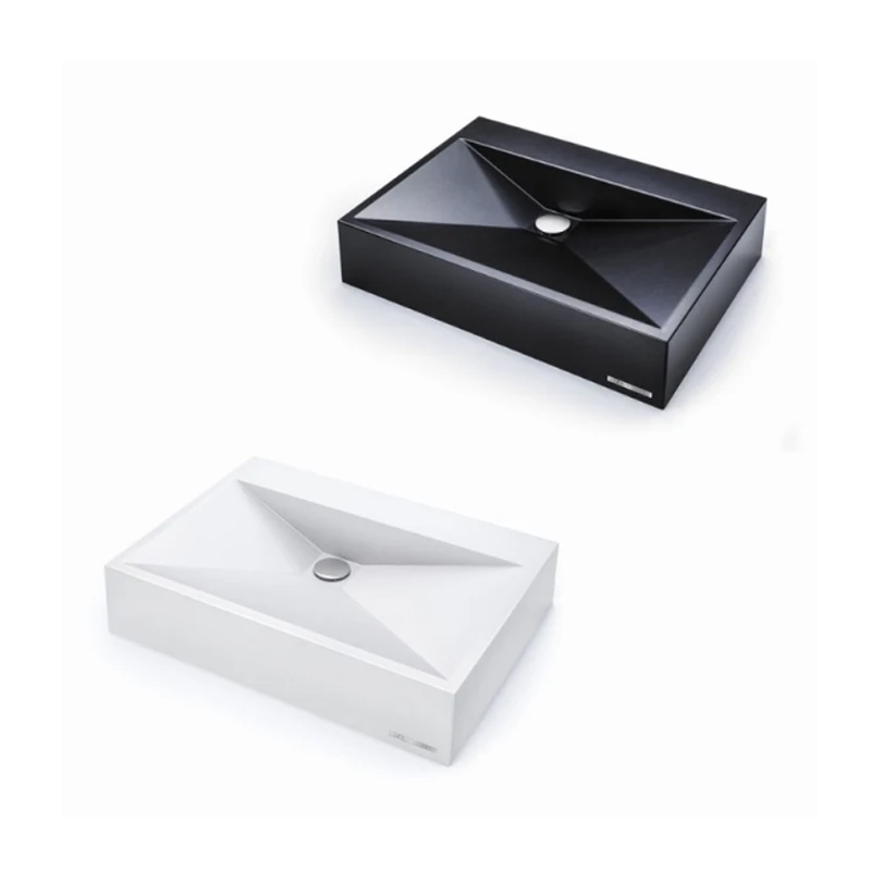 Above Counter Basin Glossy Bathroom Wash Basin Sani-Quartz Composite Golden Cut White 615x445x130mm
