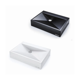 Above Counter Basin Glossy Bathroom Wash Basin Sani-Quartz Composite Golden Cut White 615x445x130mm