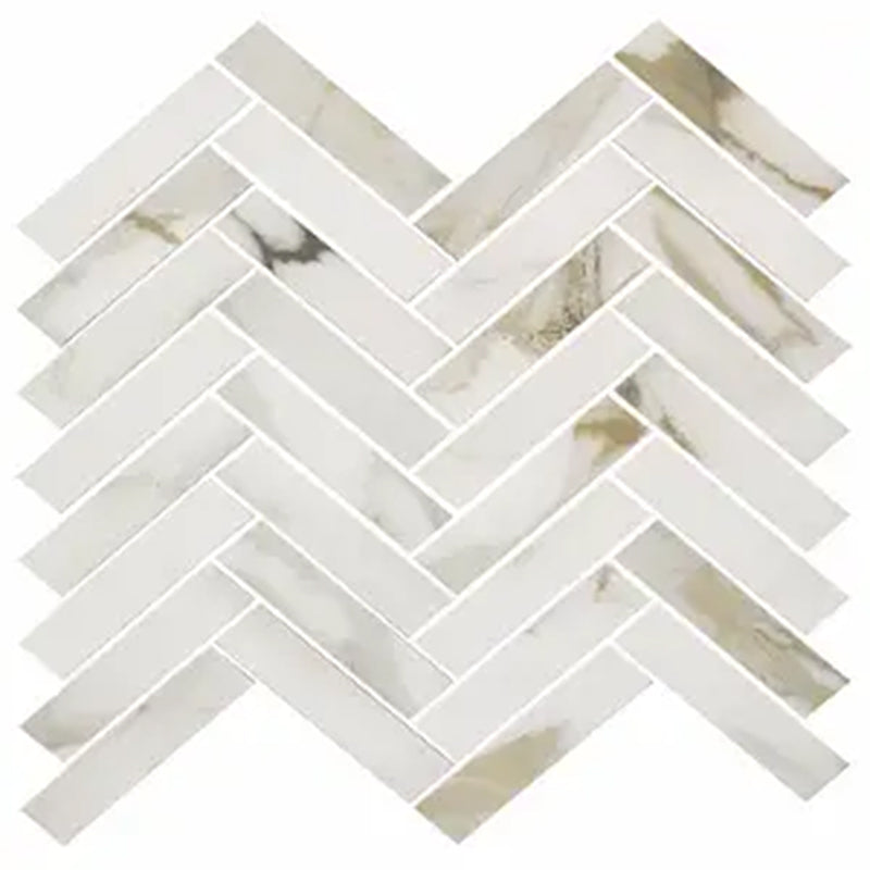 CALACUTTA ORO POLISHED HERRINGBONE 23X98 MOSAIC (287X281)
