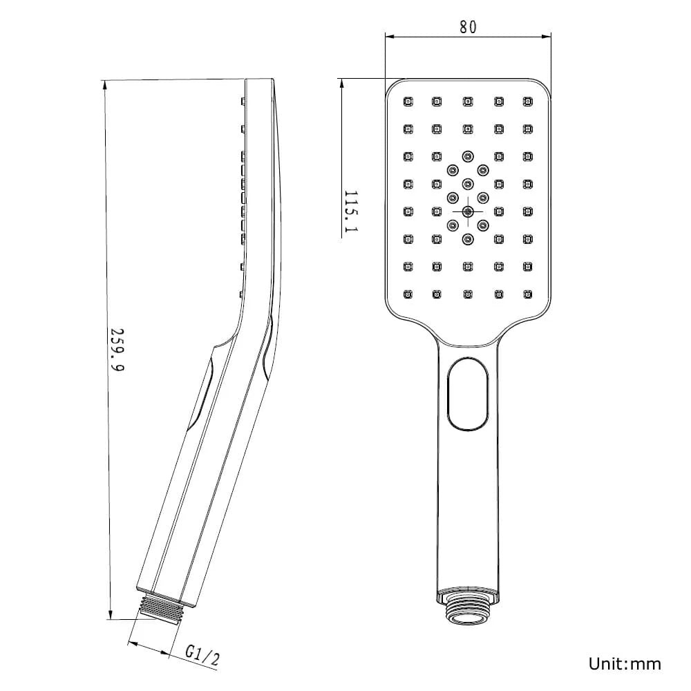 Esperia Square ABS Matte Black Hand Shower Spray