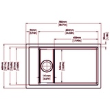 Carysil Harmony Single Bowl Granite Kitchen Sink White 780x460x250mm