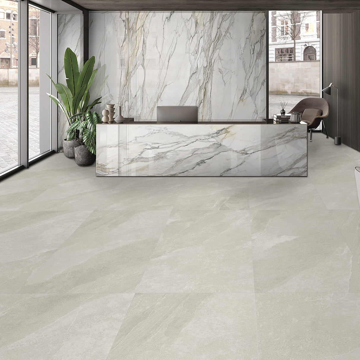 Lodge Stone Ivory Matt 600x600