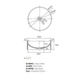 Solid Surface Basin Series Ivy Above Counter Matt Black 420x420x150mm