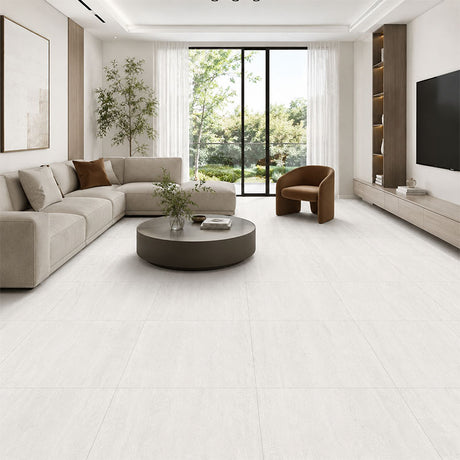 Travertine Vein Cut Bianco Carving Matt 600x600