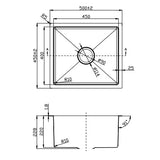 Single Bowl Sink Nano Black 500x450x220mm