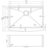 Sink Brushed Silver 762x559x254mm