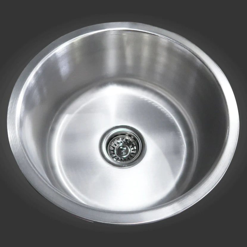 Single Bowl Sink (Round) Brushed Silver 450x450x200mm