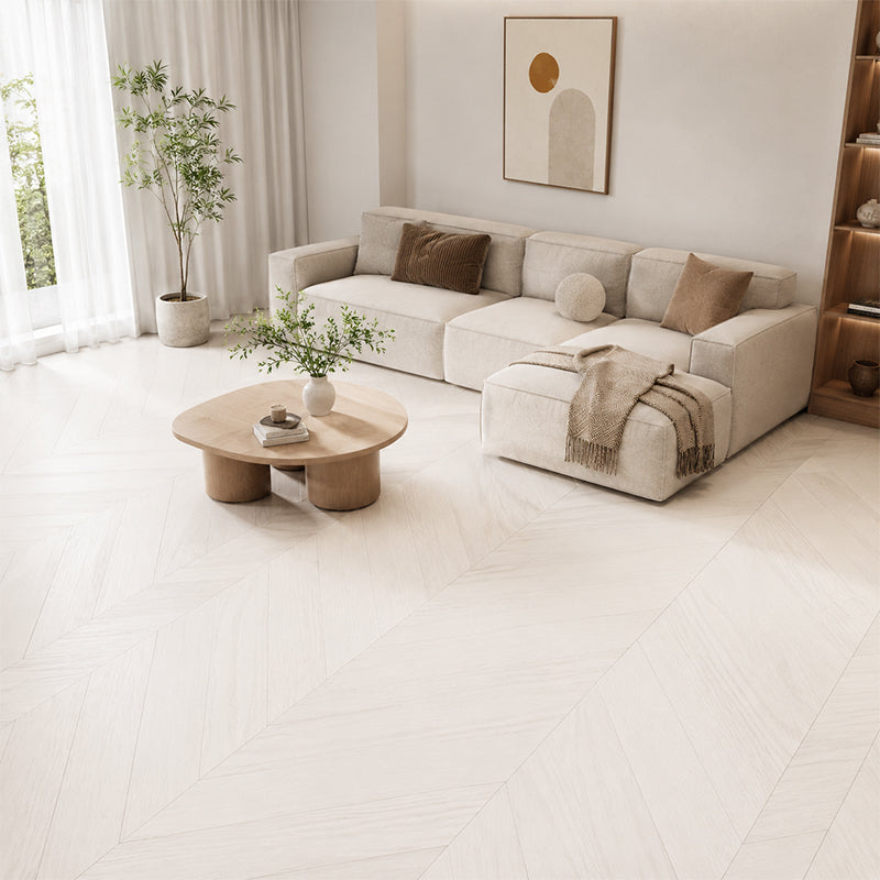 NoblePlank Engineered Chevron Flooring Pearl White 600x125x14/3mm