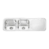 DANTE Double Bowl (2x20L) Sink with Drainer - Waste Included (LHB or RHB) 1180x480x180mm