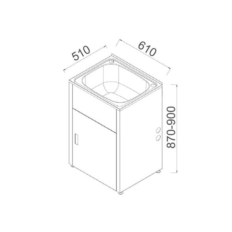 Lavassa Single Slimline 45L Laundry Cabinet 610x510x895mm