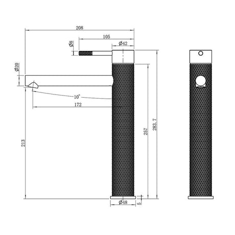 TIARA Tower Basin Mixer with Unique Textured Body Brushed Brass Finish
