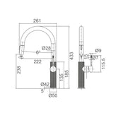 TIARA Sink Mixer with Unique Textured Body and Pull out Spray Gun Metal Finish