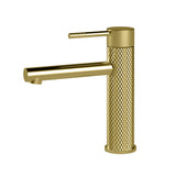 TIARA Basin Mixer with Unique Textured Body Brushed Brass Finish