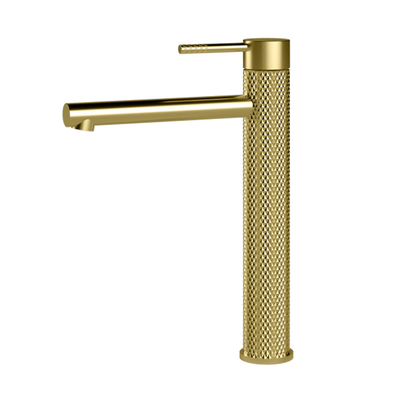 TIARA Tower Basin Mixer with Unique Textured Body Brushed Brass Finish