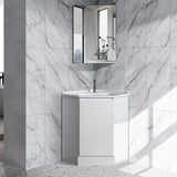 Corner Series (PC60) Gloss White 580x580x820mm Back to Corner Vanity with Stone Top & Ceramic Undermount Basin