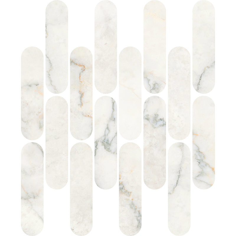 Kaolin Calacatta Nuvola Mosaic-Ovaletti 33.8x30 SilkTec