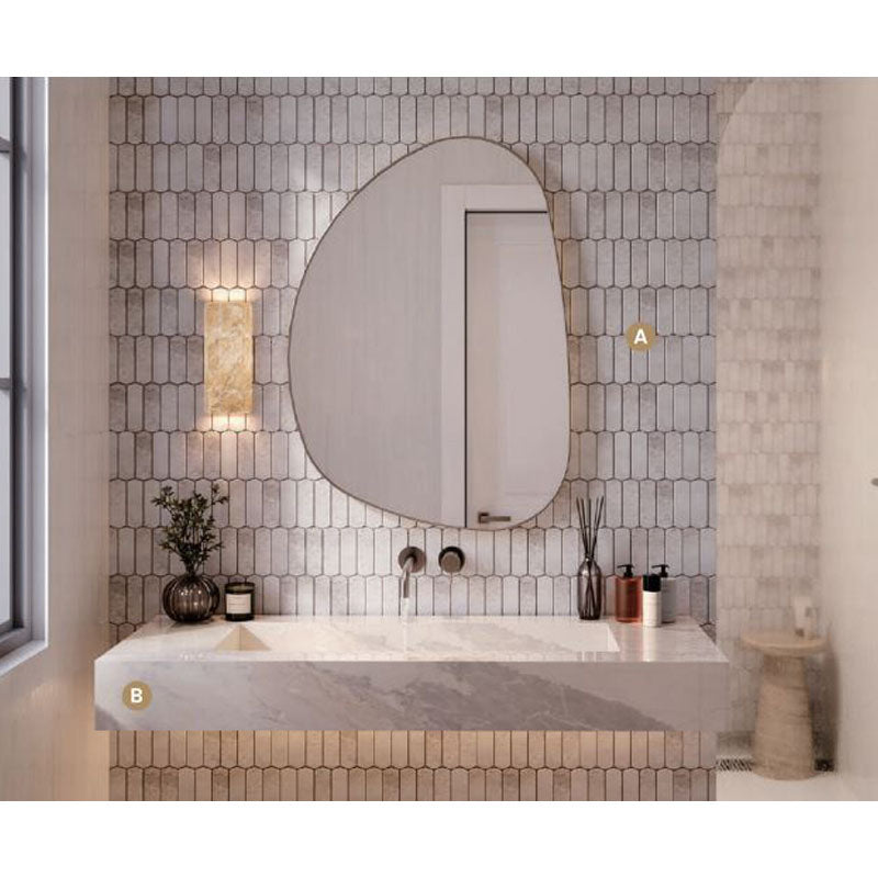 Kaolin Cielo Dolomite Mosaic-Ovaletti 33.8x30 SilkTec