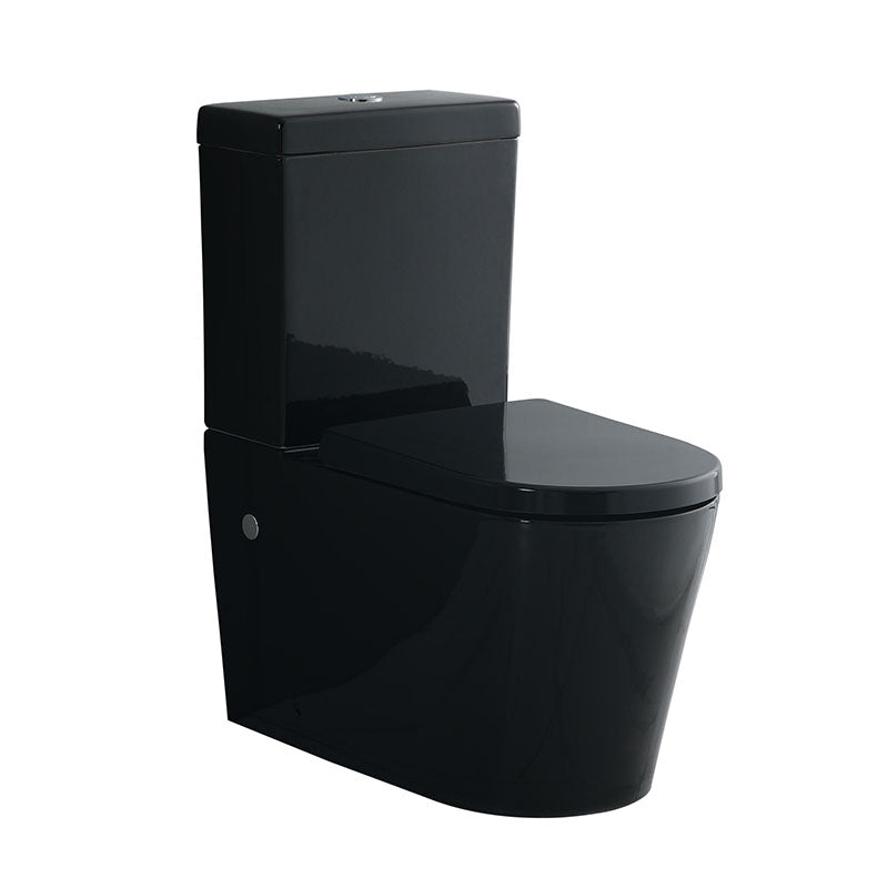 Back/Left and Right Bottom Intet 4.5/3 Liters Dual Flush Toilet Black Gloss