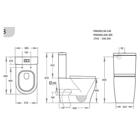 Zeus Rimless Tornado Toilet 660x385x870mm