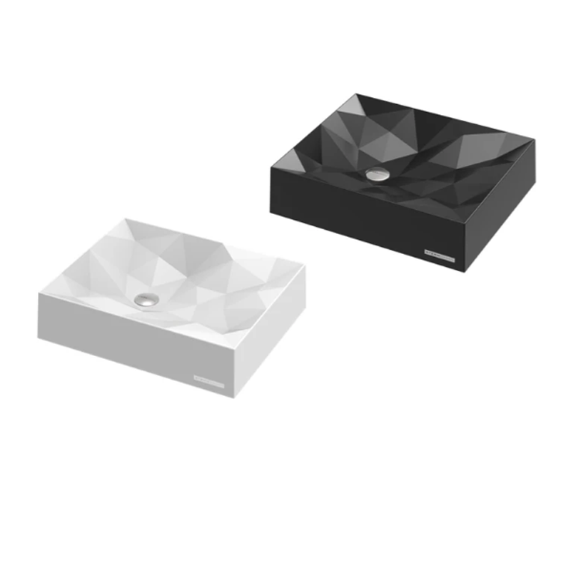 Kristall Above Counter Basin Glossy Bathroom Wash Basin Sani-Quartz Composite High-end Black 550x450x130mm