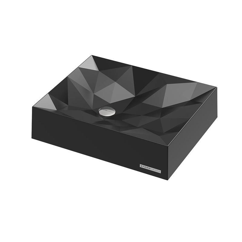 Kristall Above Counter Basin Glossy Bathroom Wash Basin Sani-Quartz Composite High-end Black 550x450x130mm