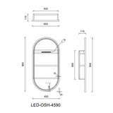 LED Krystal Collection Oval Shaving Cabinet Matt White 450x900x115mm