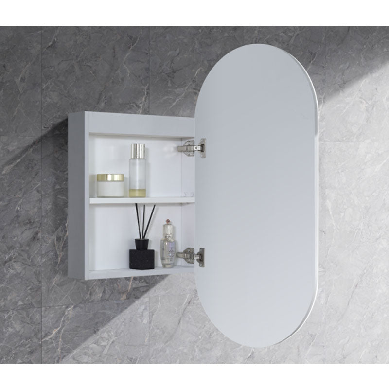 LED Krystal Collection Oval Shaving Cabinet Matt White 450x900x115mm